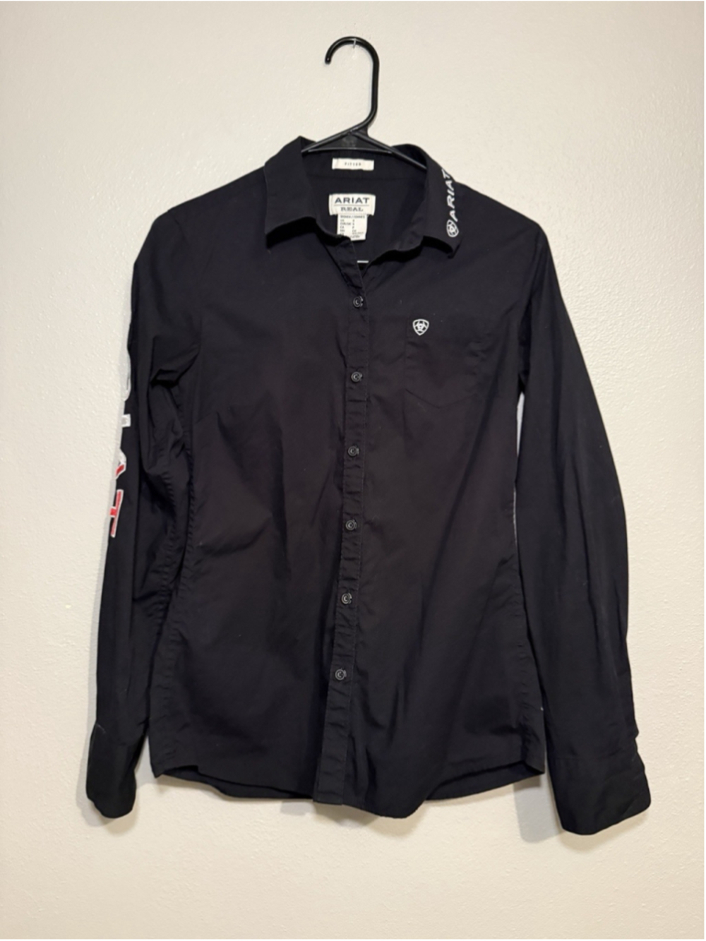 Ariat Real Black Fitted Western Button Shirt Small